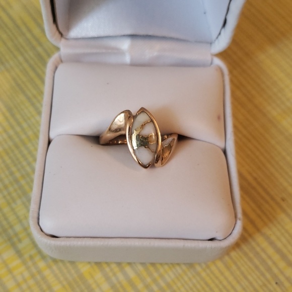 π HP πOrocal authentic gold quartz & nugget ring - Picture 2 of 5